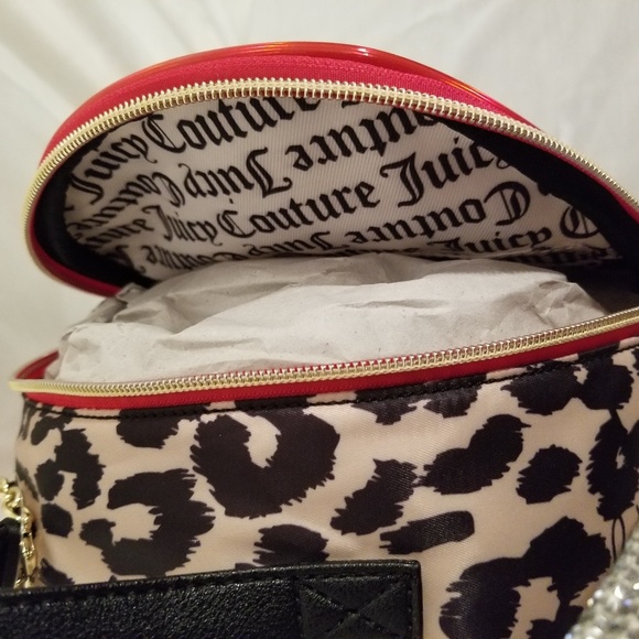 Juicy Couture Natural Leopard Clashing Hearts Color Black and Red Brand New - Picture 8 of 8